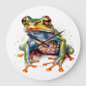 Emerald Eye Rainforest Frog Große Wanduhr (Vorderseite)