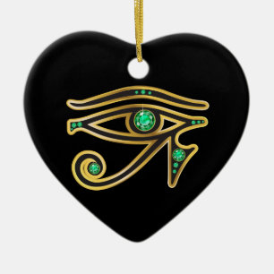 Emerald Eye von Ra in Gold Keramik Ornament