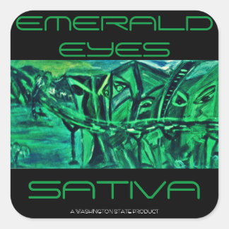 EMERALD EYES SATIVA QUADRATISCHER AUFKLEBER