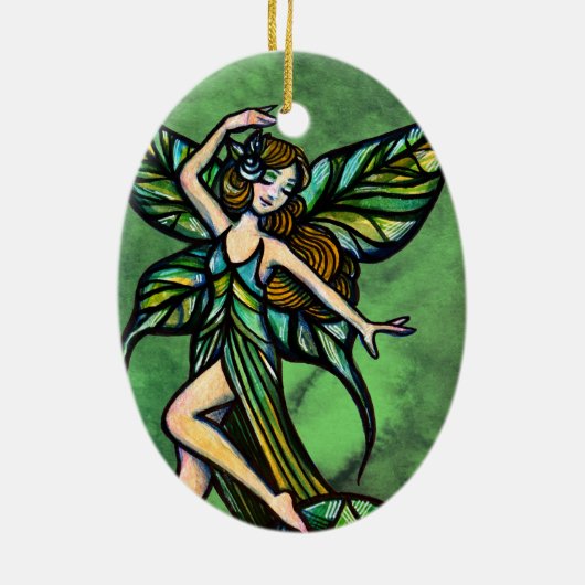 Emerald Fairy Keramik Ornament (Hinten)