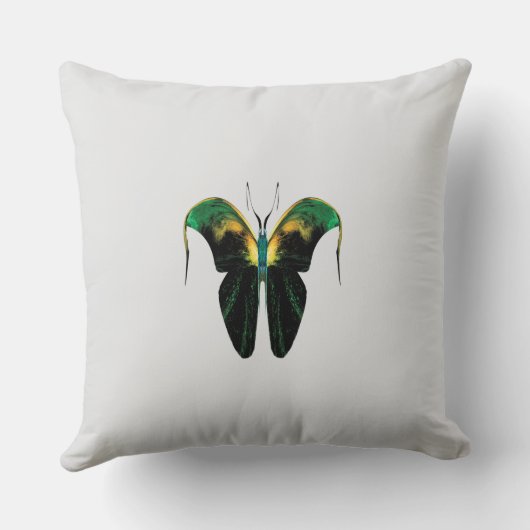 Emerald Flame Butterfly – Surreal Nature Form Kissen (Rückseite)