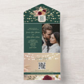 Emerald Floral Boho Wedding All In One Einladung (Innen Boden)