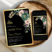 Emerald Floral Branch Black QR Code muslimische Ho Einladung