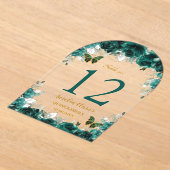 Emerald Floral Gold Quinceañera XV 16 Tischnummer (Ablage )