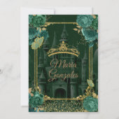 Emerald Floral Green Quinceañera Butterfly Einladung (Rückseite)