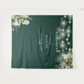 Emerald Floral Lights Hochzeitsstimmung Foto Hinte Wandteppich (Vorderseite (Horizontal))