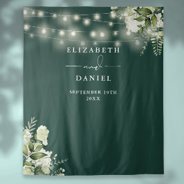 Emerald Floral Lights Hochzeitsstimmung Foto Hinte Wandteppich