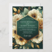 Emerald Floral Opulence Wedding Einladung (Vorderseite)