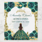 Emerald Floral Princess Gold Arch Quinceanera Weinetikett (Einzelnes Label)