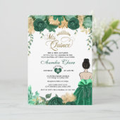 Emerald Floral Princess Mis Quince Quinceañera Einladung (Stehend Vorderseite)