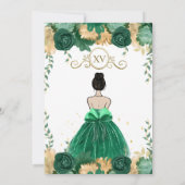 Emerald Floral Princess Mis Quince Quinceañera Einladung (Rückseite)