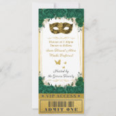 Emerald Floral Quinceañera Masquerade VIP Ticket Einladung (Rückseite)