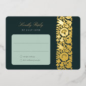 Emerald Floral RSVP Card Folieneinladung (Vorderseite)