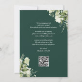 Emerald Floral String Lights QR Code Wedding Save The Date (Rückseite)