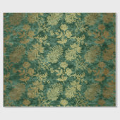 Emerald Floral Velvet Damask Geschenkpapier (Flach)