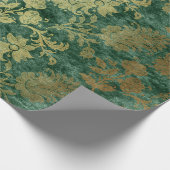 Emerald Floral Velvet Damask Geschenkpapier (Ecke)