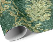 Emerald Floral Velvet Damask Geschenkpapier (Rolleneckpunkt)