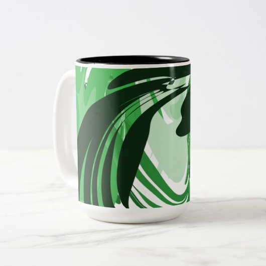 Emerald Flow — Grüner abstrakter Wrap-Becher Zweifarbige Tasse (Vorderseite Links)