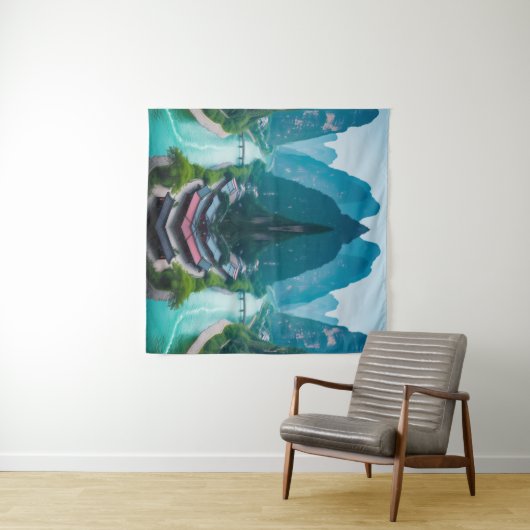 Emerald Flow: Landschaftliches Wall-Tapestry an de Wandteppich (Beispiel (Horizontal))