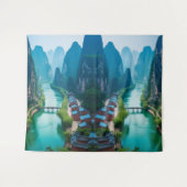 Emerald Flow: Landschaftliches Wall-Tapestry an de Wandteppich (Vorderseite (Horizontal))