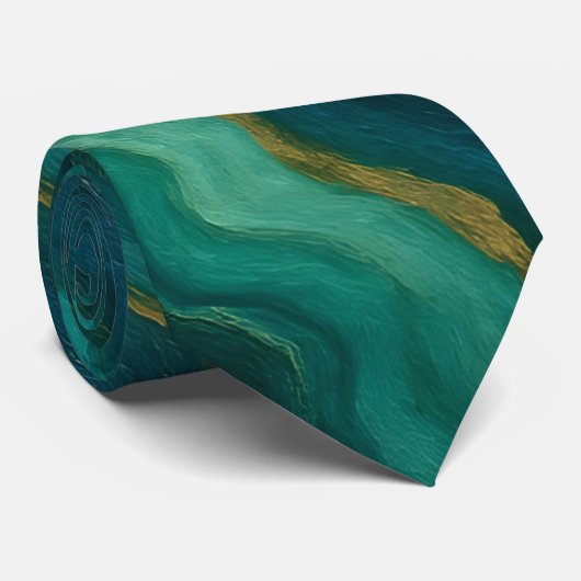 Emerald Flow Marble Texture Krawatte (Gerollt)