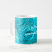 Emerald Fluid Art Malerei inspirierende Botschaft Kaffeetasse (Vorderseite Links)