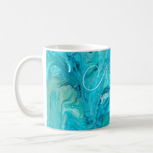 Emerald Fluid Art Malerei inspirierende Botschaft Kaffeetasse (Links)