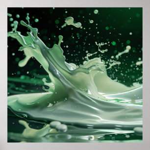 Emerald Fluid Dynamics Splash Poster