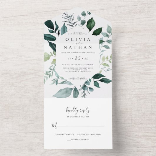 Emerald Foliage Greenerity-Blätter in einem All In One Einladung (Innen Boden)