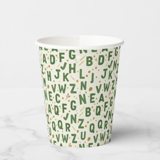 Emerald Forest Alphabet Sparkle Pappbecher (Links)
