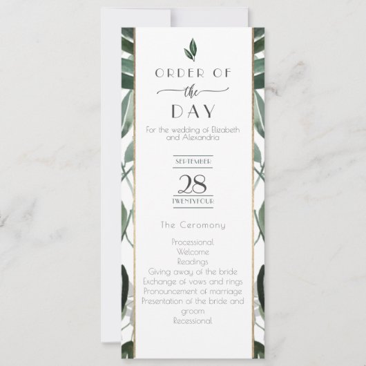 Emerald Forest Gilded Frame Order of Service Invit Einladung (Vorderseite)