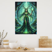 Emerald Forest Goddess – Enchanted Nature Queen Poster (Küche)
