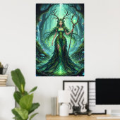 Emerald Forest Goddess – Enchanted Nature Queen Poster (Heimbüro)