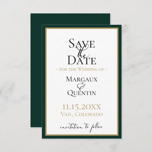 Emerald Forest Save the Date Ankündigung (Vorne/Hinten)