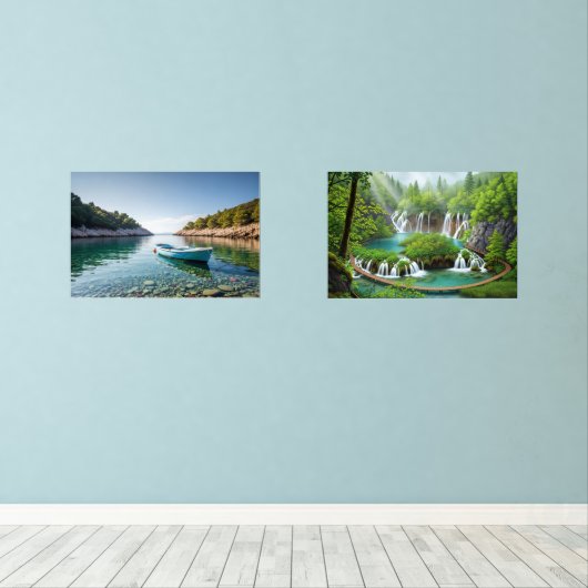 Emerald Forest Waterfalls and Bilderwand Sets (Holzboden)