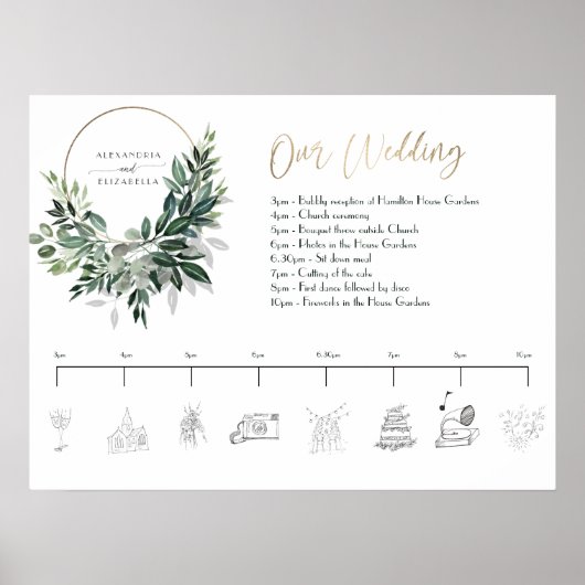 Emerald Forest Wedding Timeline Poster (Vorne)