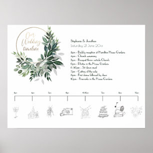 Emerald Forest Wedding Timeline Poster