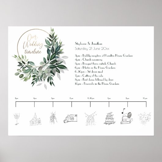 Emerald Forest Wedding Timeline Poster (Vorne)