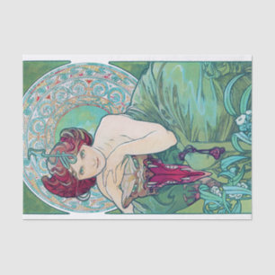 Emerald (Four Jewels), Alphonse Mucha Seidenpapier