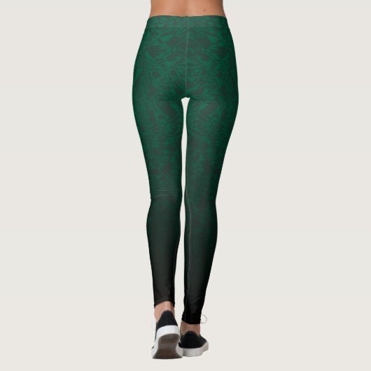 Emerald Fragmented Abstract Black Ombre Pattern Leggings (Rückseite)