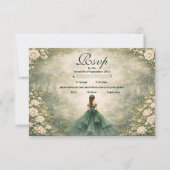 Emerald Garden Rose Quinceañera RSVP Karte (Vorderseite)