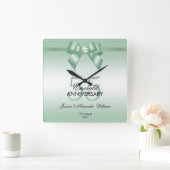 Emerald Gem Bow & Ribbon 55. Hochzeitstag Quadratische Wanduhr (Zuhause)