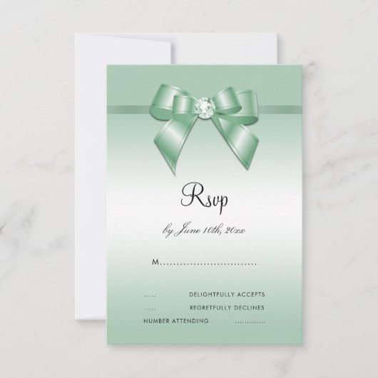 Emerald Gem Bow & Ribbon 55. Hochzeitstag RSVP Karte (Vorderseite)