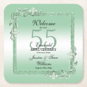 Emerald Gem & Glitzer 55. Hochzeit Rechteckiger Pappuntersetzer (Vorderseite)