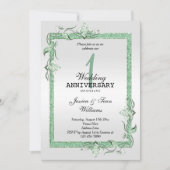 Emerald Gem & Glitzer & Platinum 1. Hochzeit Einladung (Vorderseite)