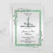 Emerald Gem & Glitzer & Platinum 1. Hochzeit Einladung (Vorne/Hinten)