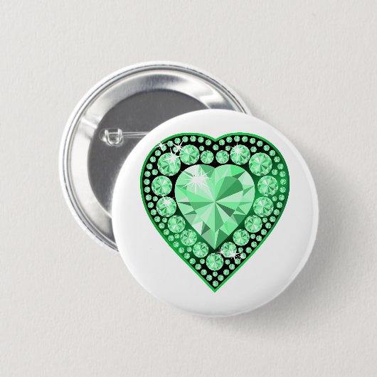 Emerald Gem Heart Button (Vorne & Hinten)