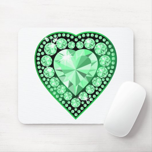 Emerald Gem Heart Mousepad (Mit Mouse)