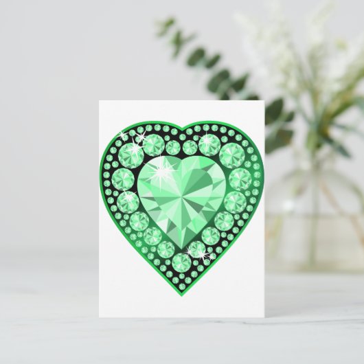 Emerald Gem Heart Postkarte (Stehend Vorderseite)
