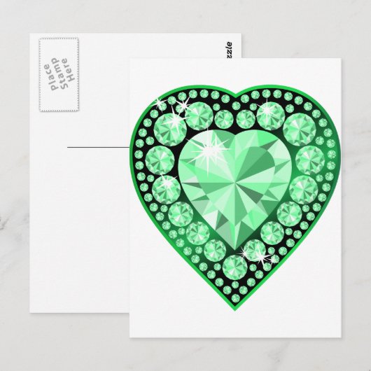 Emerald Gem Heart Postkarte (Vorne/Hinten)